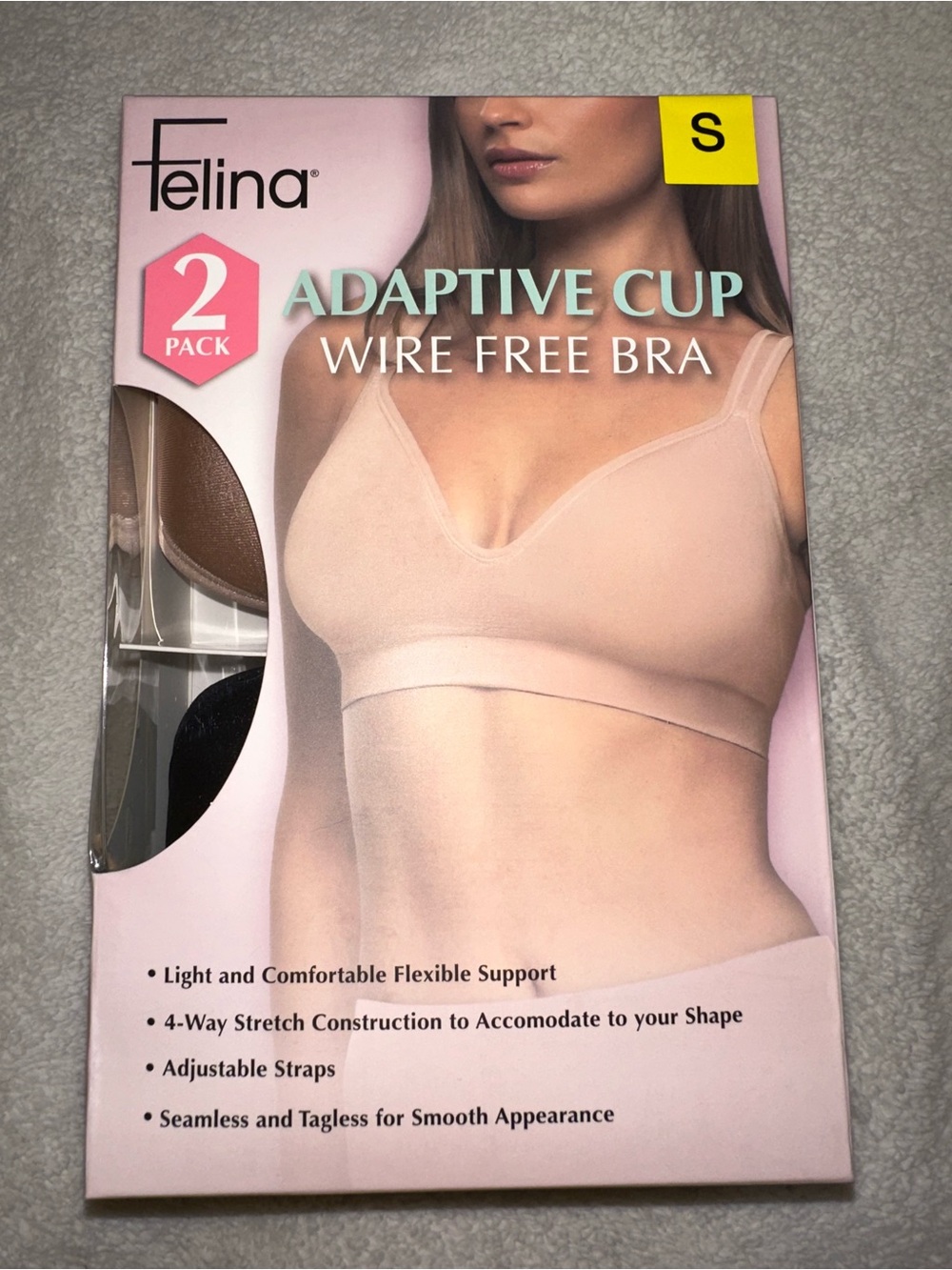 Felina Adaptive Cup Wire-Free Bra - Nude & Black (2 Pack)